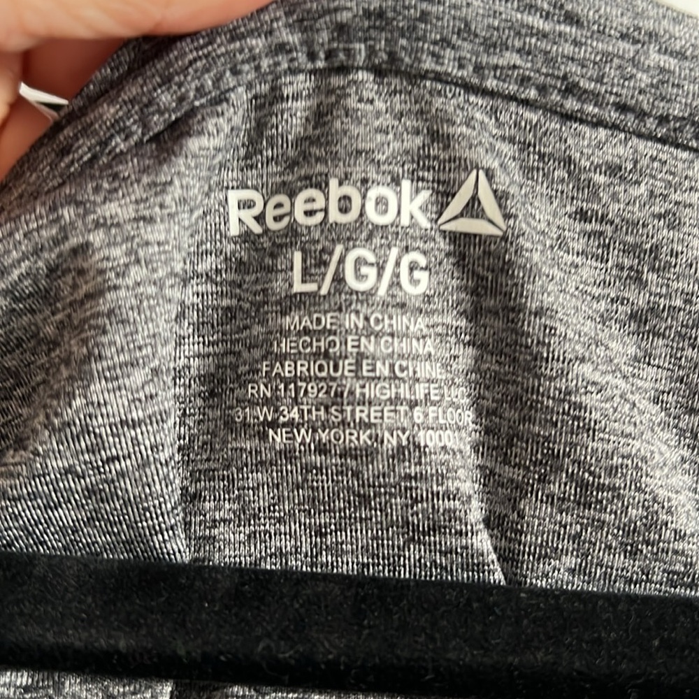 Black & grey marl long sleeved dryfit workout top Reebok large thumbholes - Picture 4 of 12